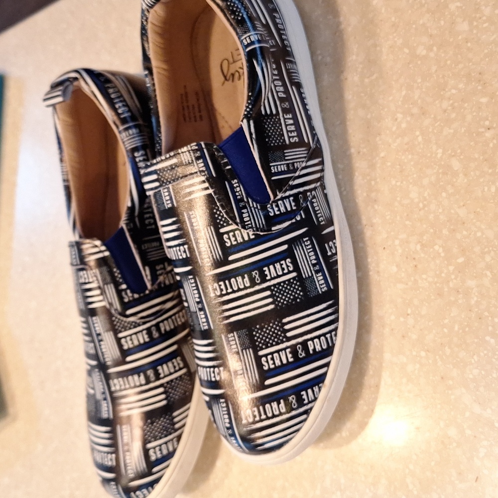 Monkey Feet Leather Slip ons..serve and protect..size 8.5 or Euro 39 NWOT